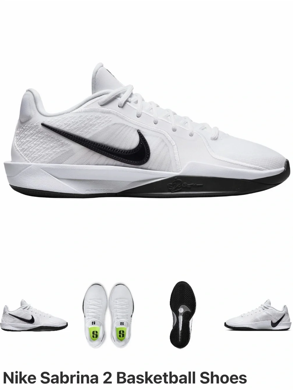 Nike Sabrina 2 Men's Basketball Shoes - White/Black
